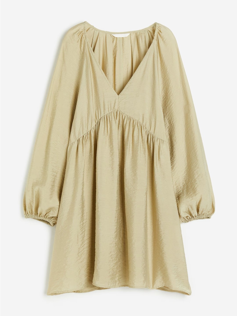 Volume long sleeve A-line v-neck dress